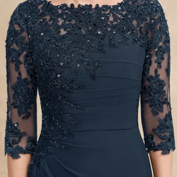 Navy Blue Lace Wedding/holiday/gala Dress - Picture 12 of 12